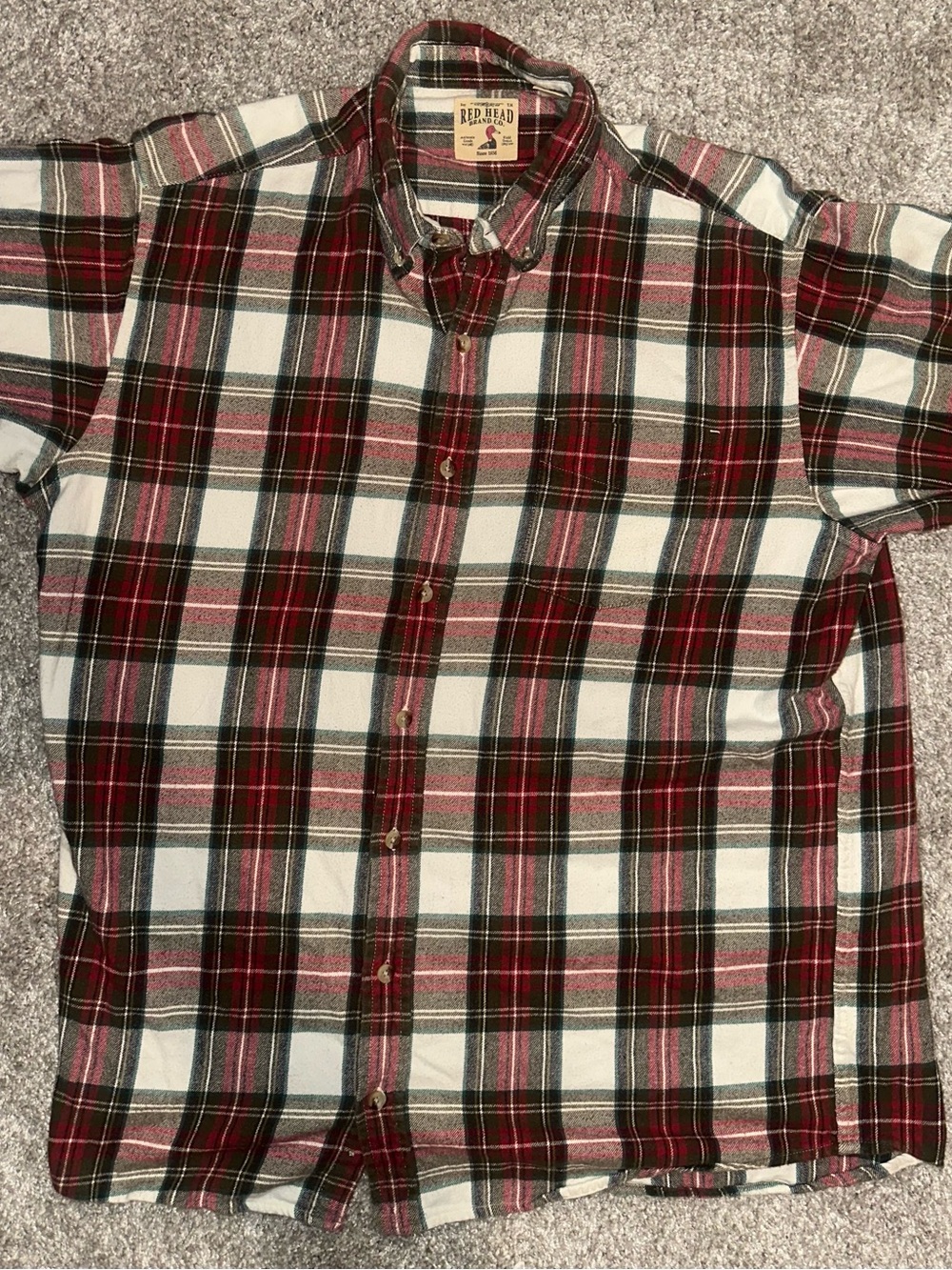 RedHead Brand Co Men’s XL Plaid Flannel Button-Down Shirt Long Sleeve Red Black